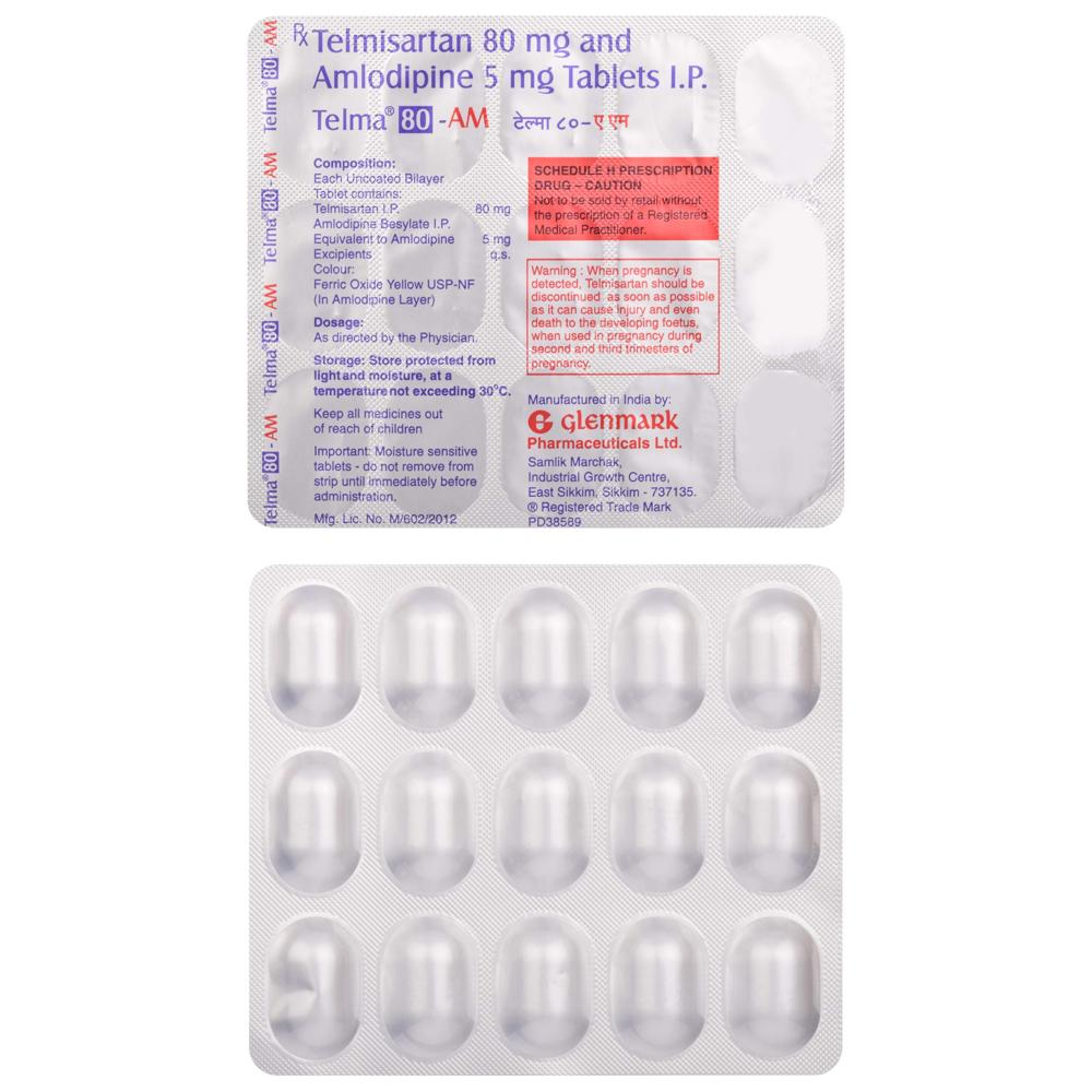 Telma 80-AM Telmisartan (80mg) + Amlodipine (5mg) Tablet
