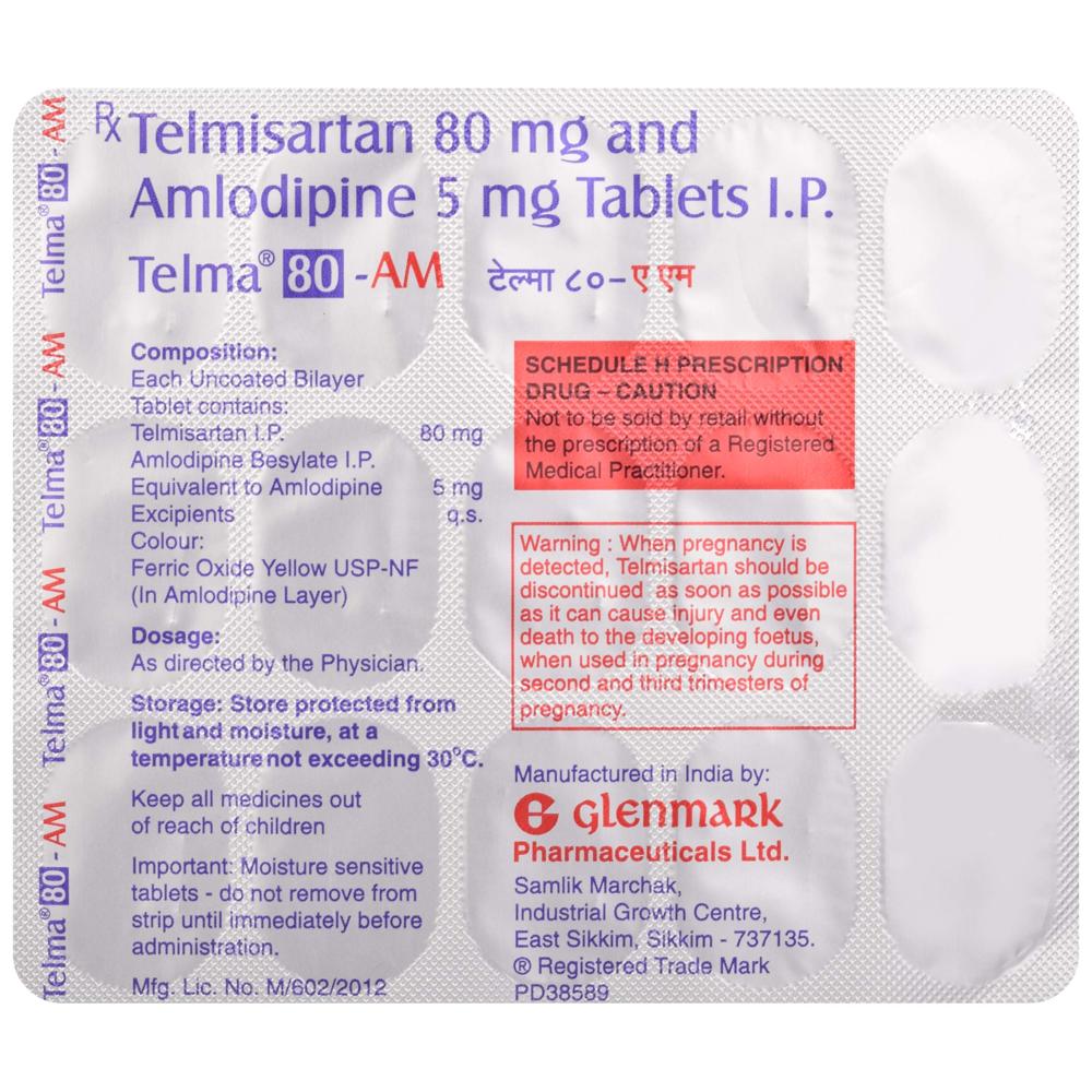 Telma 80-AM Telmisartan (80mg) + Amlodipine (5mg) Tablet