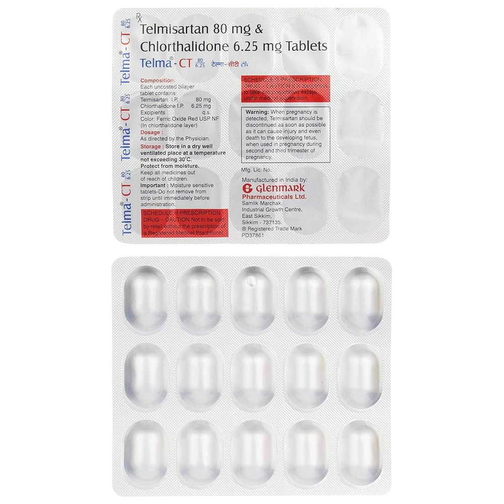 Telma-CT 80/6.25 Telmisartan (80mg) + Chlorthalidone (6.25mg) Tablet