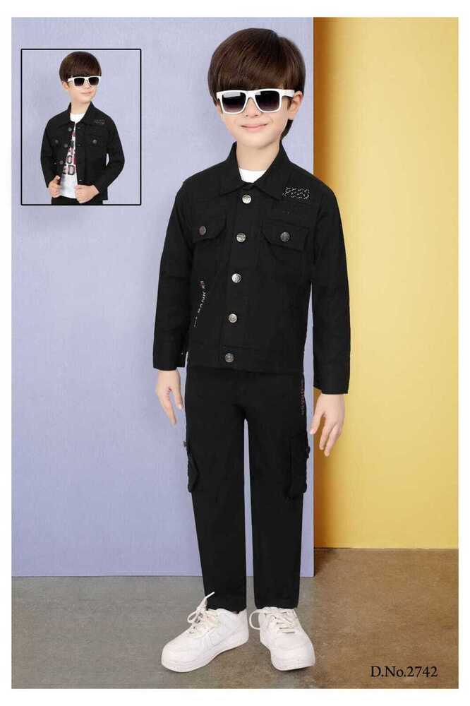 Kids Denim Jacket With Cargo Pants