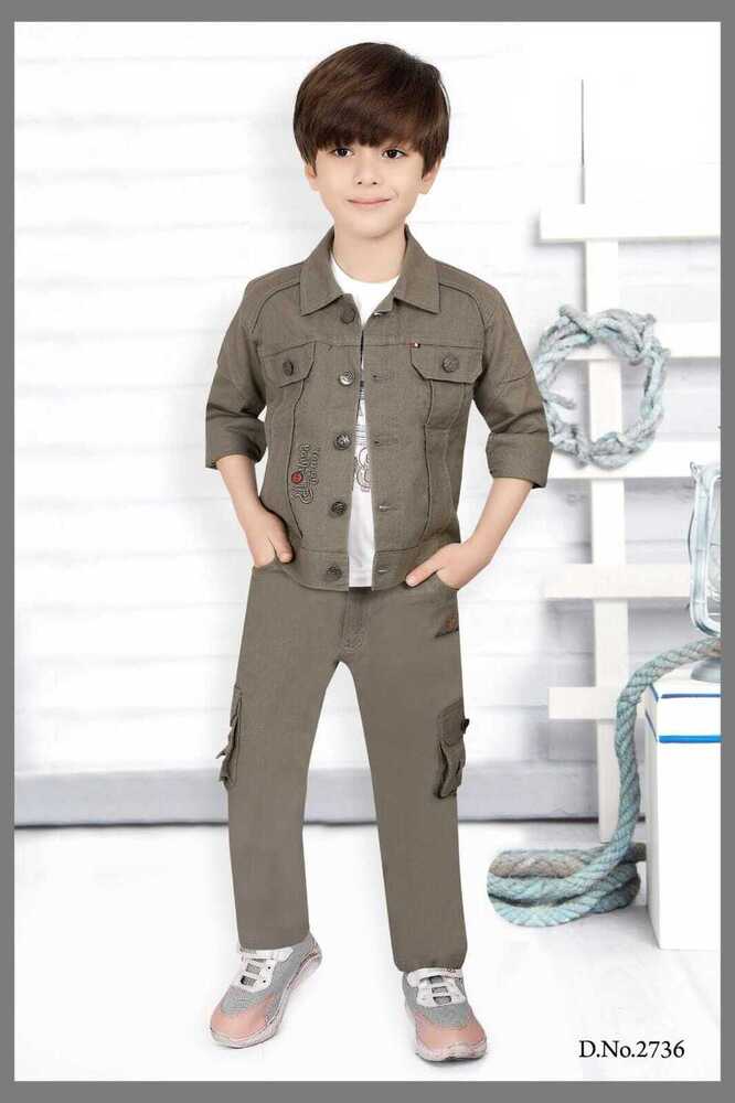Kids Denim Jacket With Cargo Pants