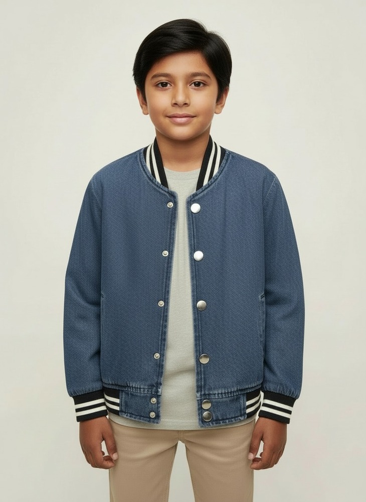 VARSITY JACKET KIDS - Cotton-Rich Blend, Sizes XS to XL, Multiple Vibrant Colors | Classic American Collegiate Style, Fleece Lining, Ribbed Details, Customizable