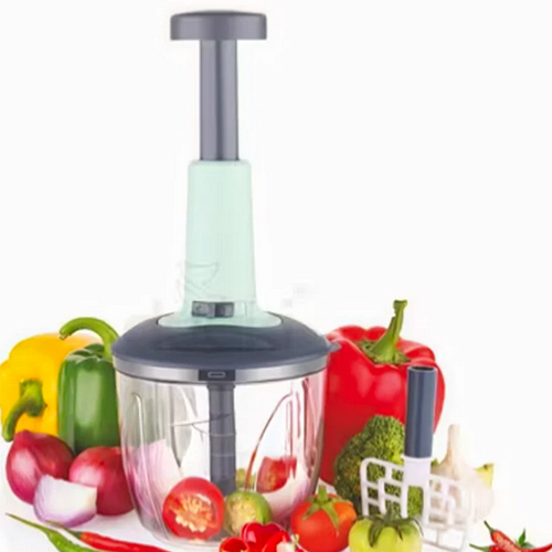 Vegetable Push Chopper, Transparent Plastic Hand Push Vegetable Cutter, Manual Push Chopper