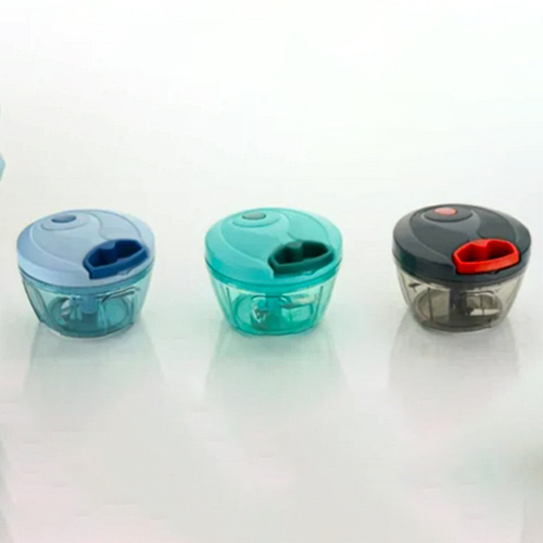 Plastic Mini Food Chopper 500 ML, Manual Handy Mini Chopper With 3 Blades, For Kitchen