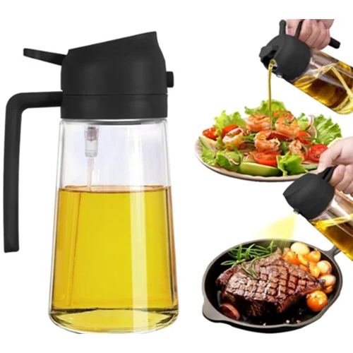 Glass Oil Dispenser, Oil Pot Dispenser Bottle, 2 in 1 Oil Dispenser and Oil Sprayer for Cooking