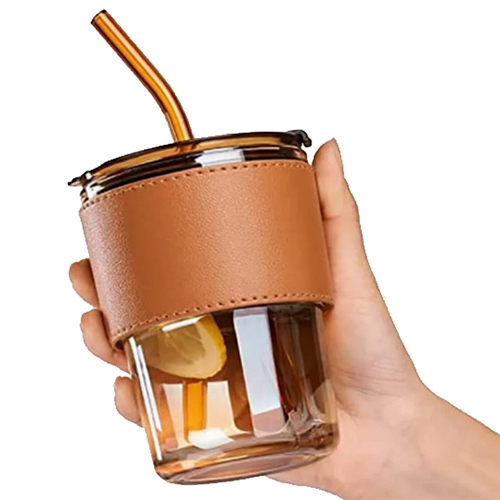Coffee Mug, Glass Coffee Mug With Straw, Glass Mug For Corporate Gifting