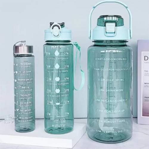Plastic Motivational Water Bottle Set of 3, 2000 mL