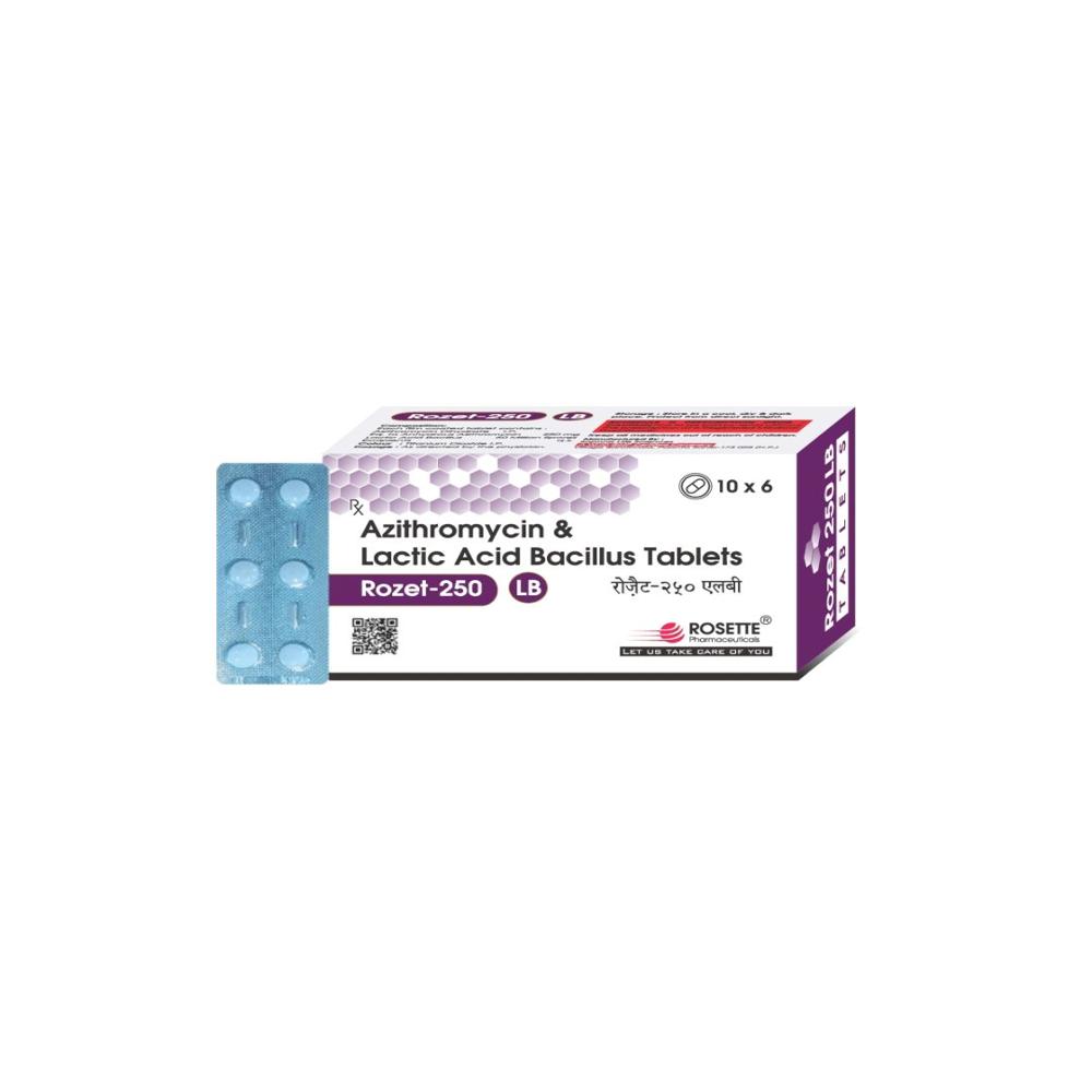 Rozet Lb 250Mg Azithromycin (250Mg) + Lactic Acid Bacillus Tablet - Grade: Medicine Grade