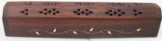 Wooden Incense Box - 12-15 Inch Polished, Carved Wood Art & Collectible with Customizable Theme for Worship