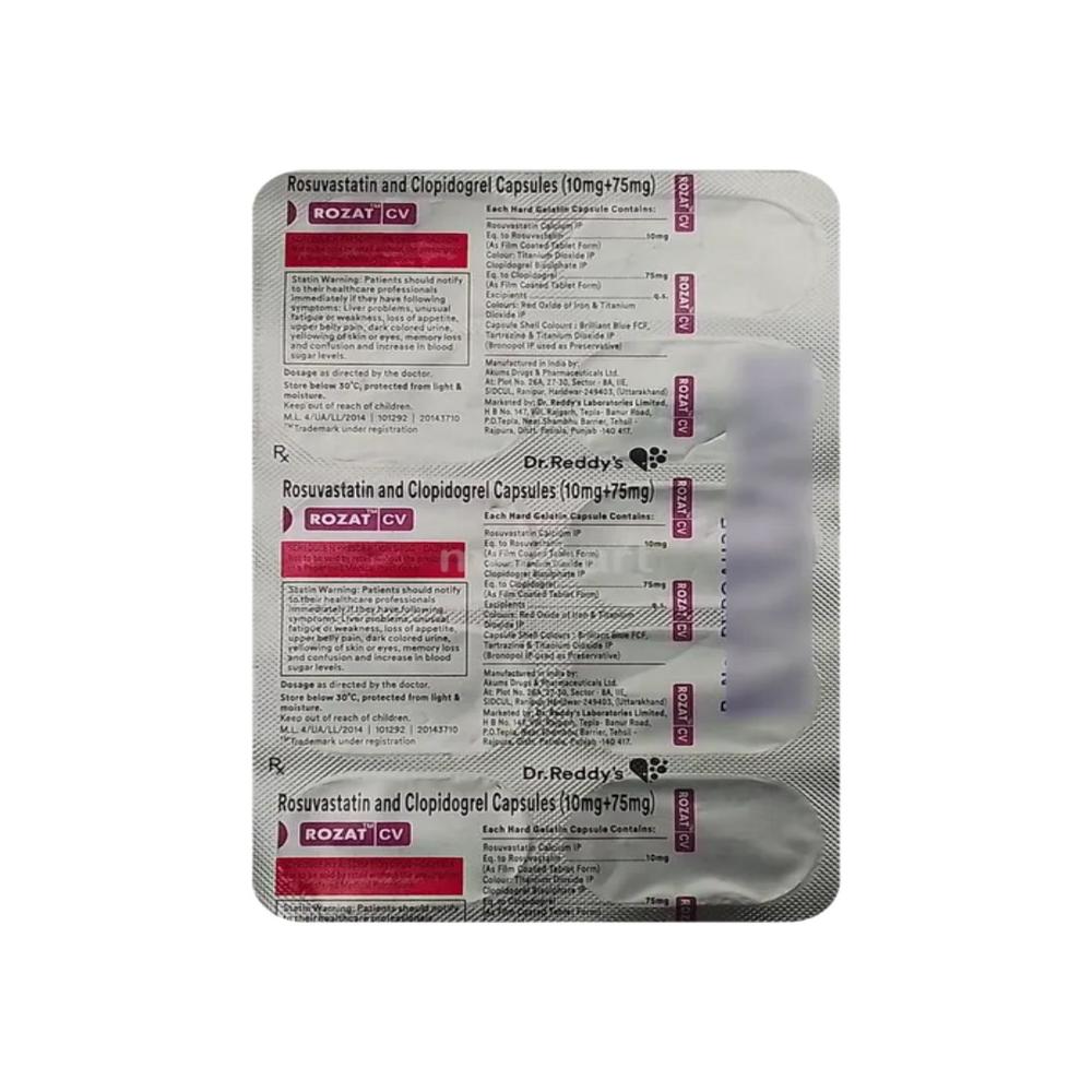 Rozat CV Rosuvastatin (10mg) + Clopidogrel (75mg) Capsule