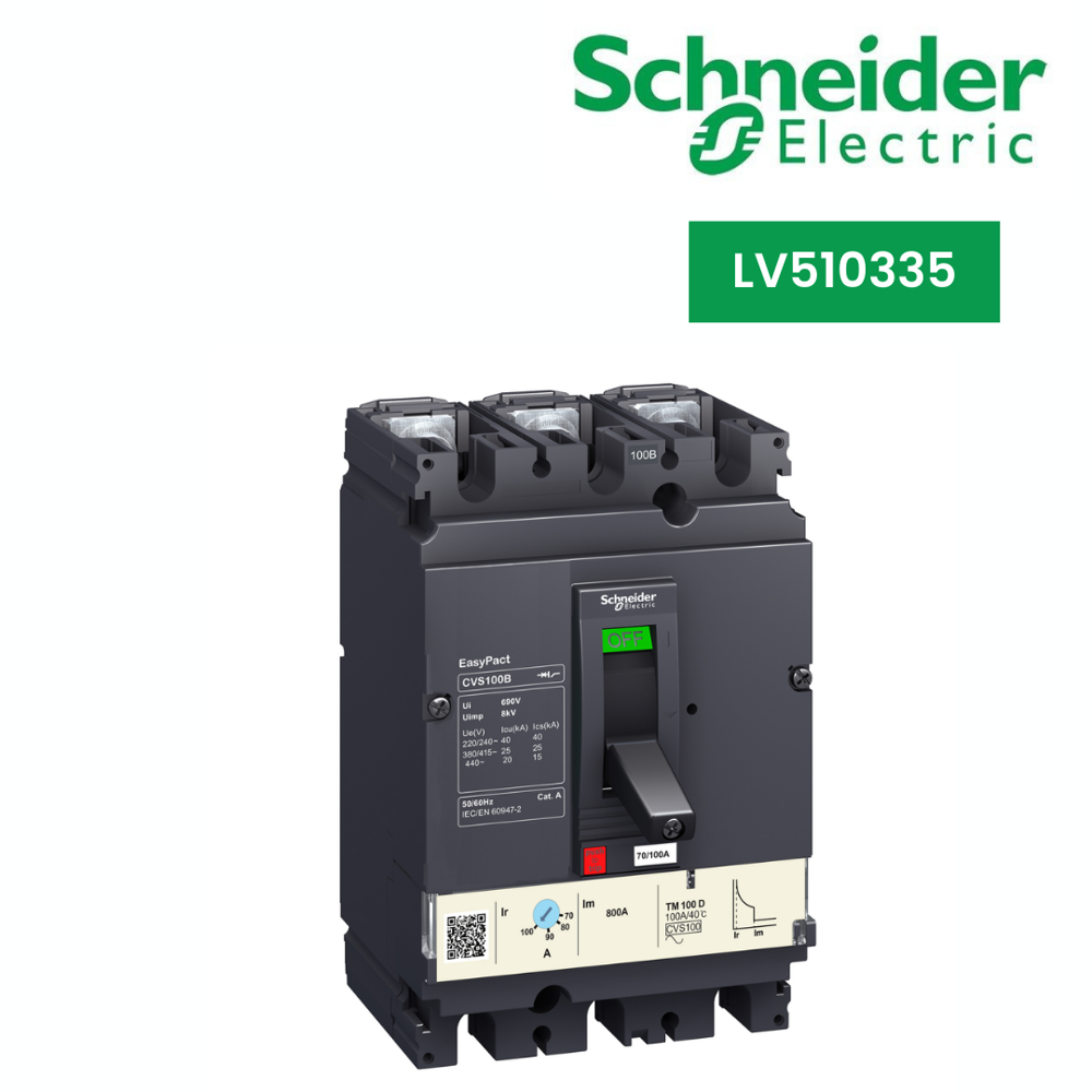 LV510335-circuit breaker EasyPact CVS100F, 36 kA at 415 VAC, 63 A rating thermal magnetic TM-D trip unit, 3P 3d