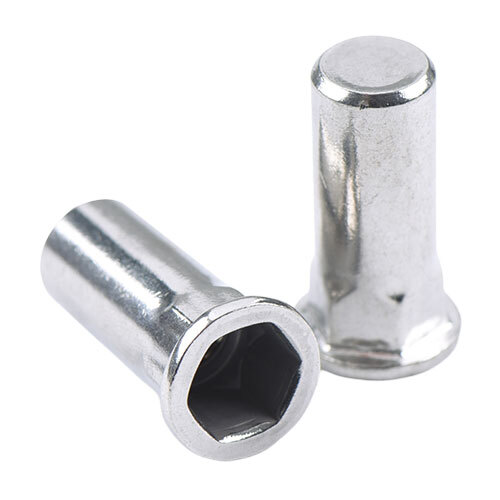 Ss-304 Flat Head Semi Hex Close Rivet Nut - Color: Silver