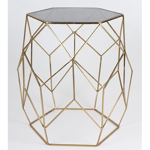Iron Glass Table - Color: Golden