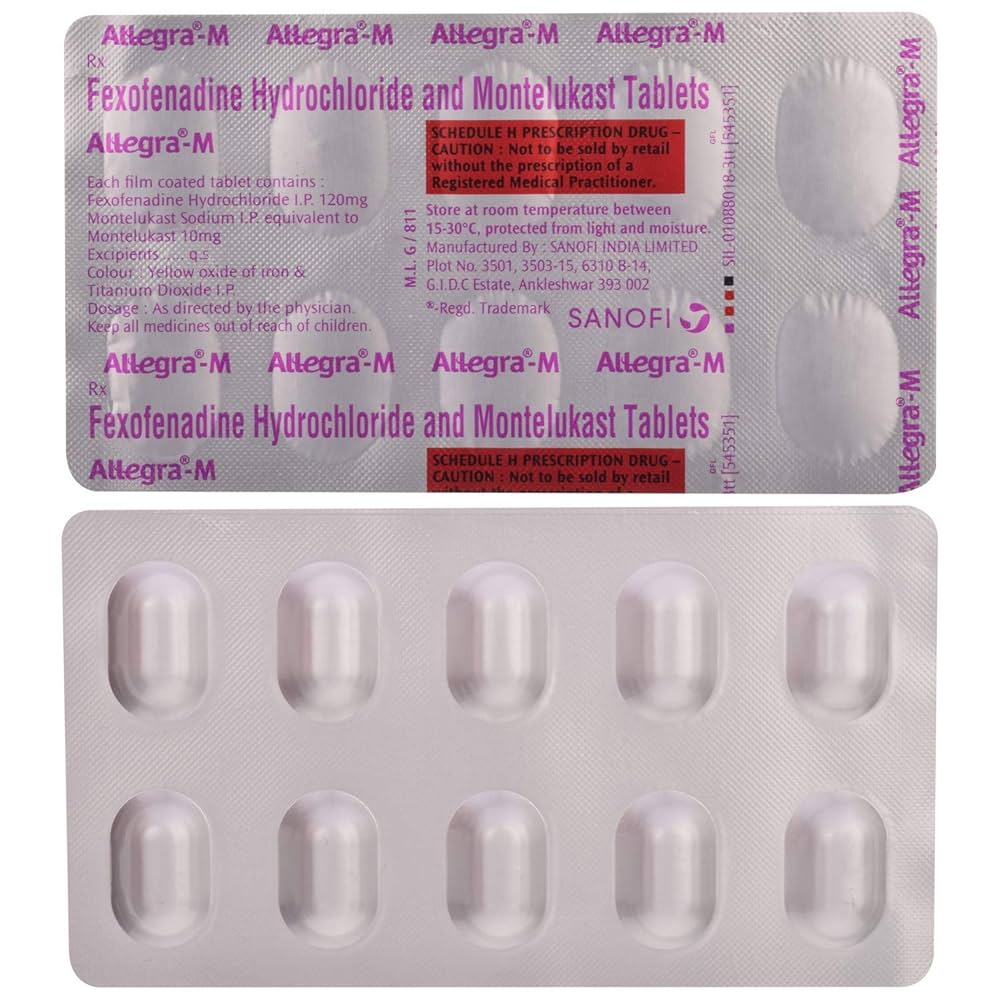 Allegra-m Montelukast (10mg) + Fexofenadine (120mg) Tablet - Grade: Medicine Grade