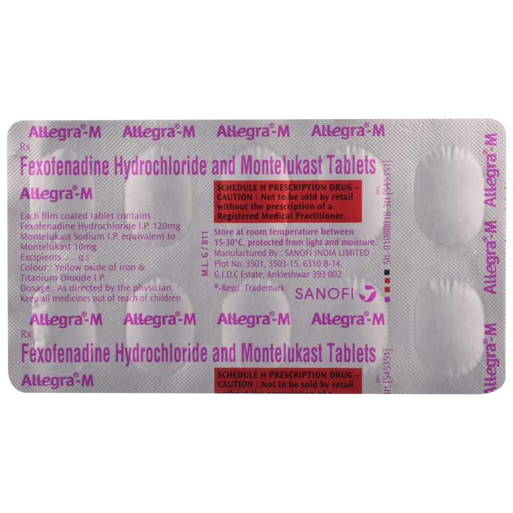 Allegra-m Montelukast (10mg) + Fexofenadine (120mg) Tablet - Grade: Medicine Grade