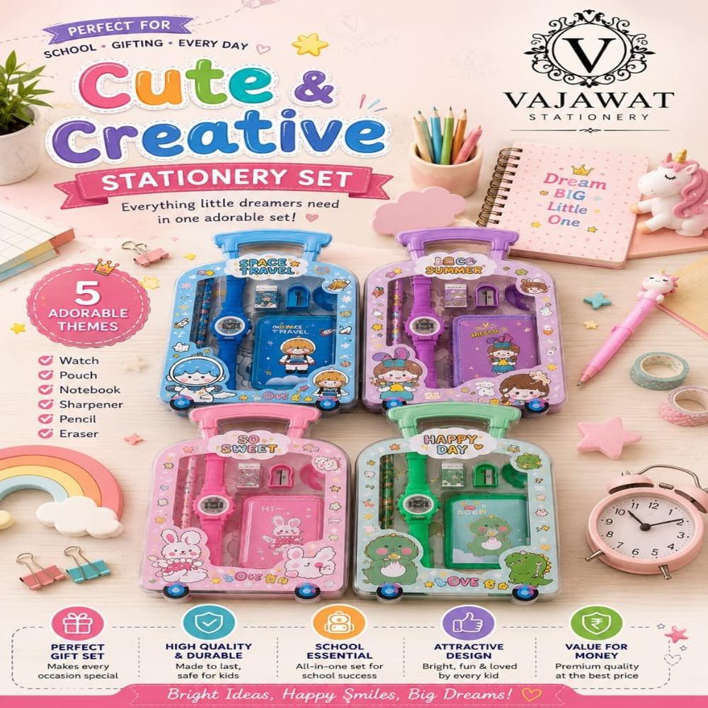 Kids Watch Fancy Stationery Gift Set - Feature: Reusable