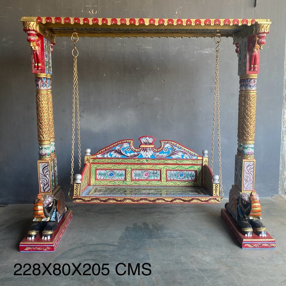 Vintage Wooden Hand Painted Swing - Brand Name: Himalaya Art