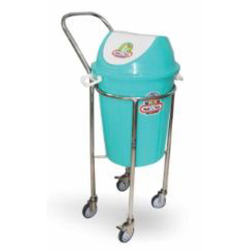 Soiled Linen Trolley Single Bucket - Color: Green