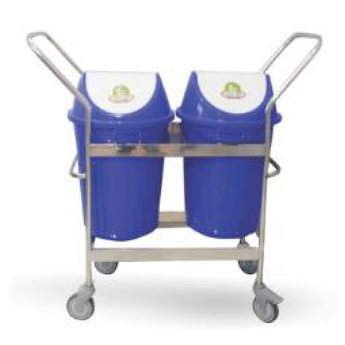 Solid Linen Trolley Double Bucket - Color: Blue