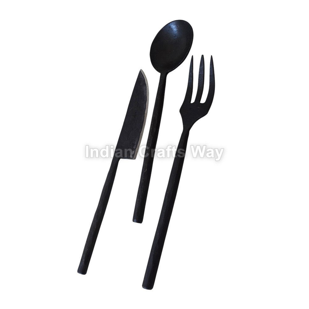 Hand Forged Medieval Iron Cutlery Set
