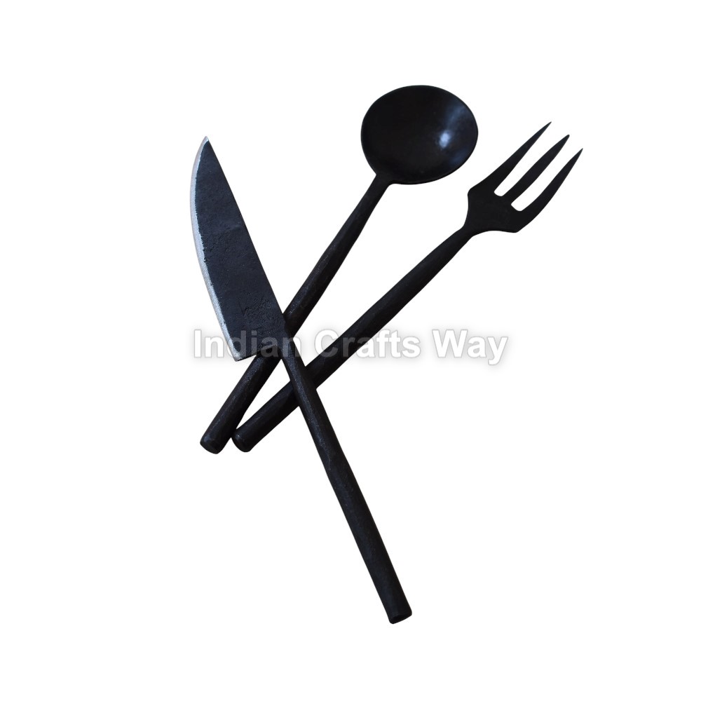 Hand Forged Medieval Iron Cutlery Set