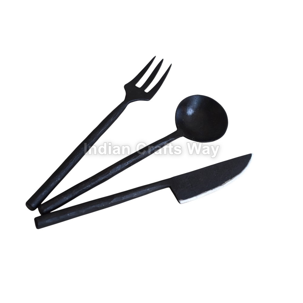 Hand Forged Medieval Iron Cutlery Set
