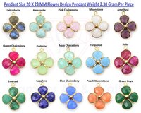 Natural Multi Gemstone Flower Design Fashion Necklace Pendant