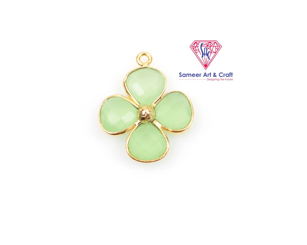 Natural Multi Gemstone Flower Design Fashion Necklace Pendant - Design: Solitaire