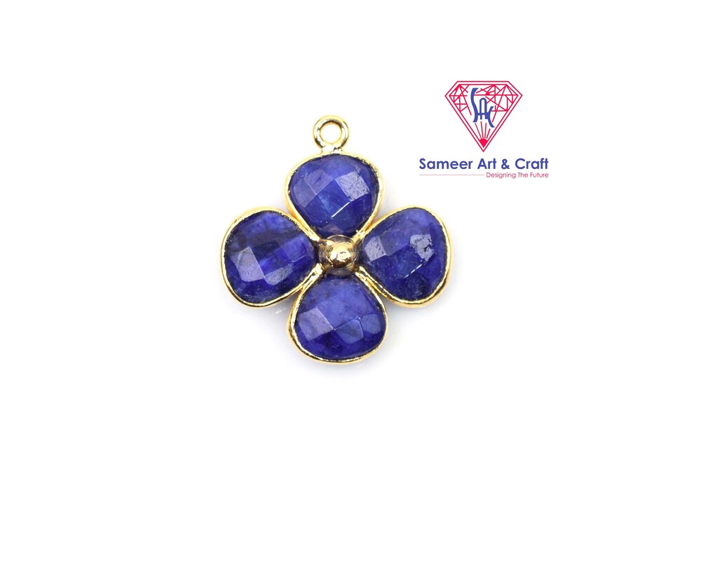 Natural Multi Gemstone Flower Design Fashion Necklace Pendant - Design: Solitaire