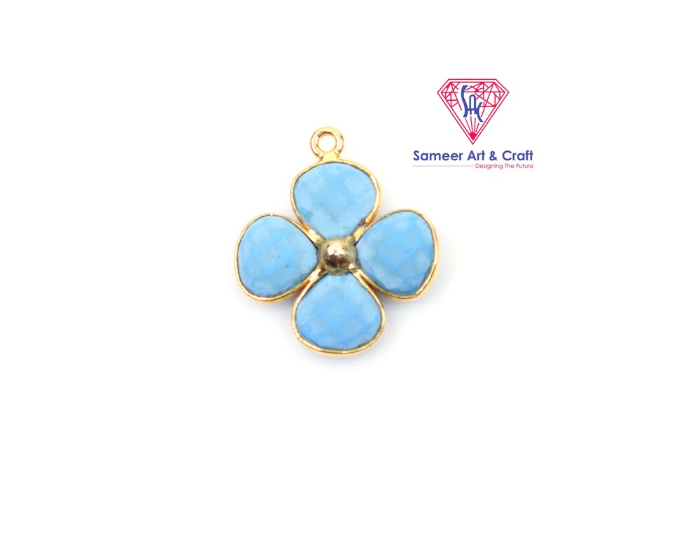 Natural Multi Gemstone Flower Design Fashion Necklace Pendant - Design: Solitaire