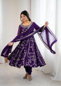 Heavy Anarkali Dress With Dupatta - Bust Size: 44 Inch (in)