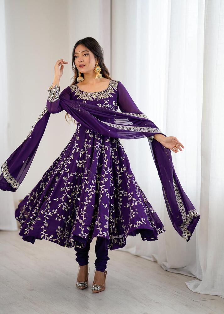 Heavy Anarkali Dress With Dupatta - Bust Size: 44 Inch (In)