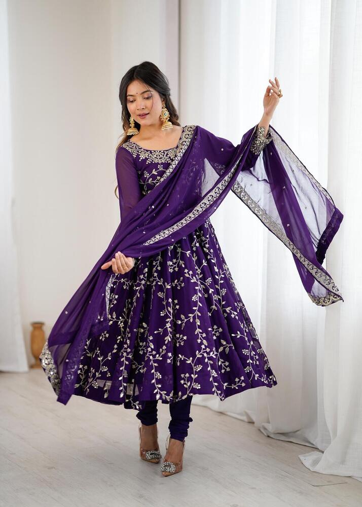 Heavy Anarkali Dress With Dupatta - Bust Size: 44 Inch (In)
