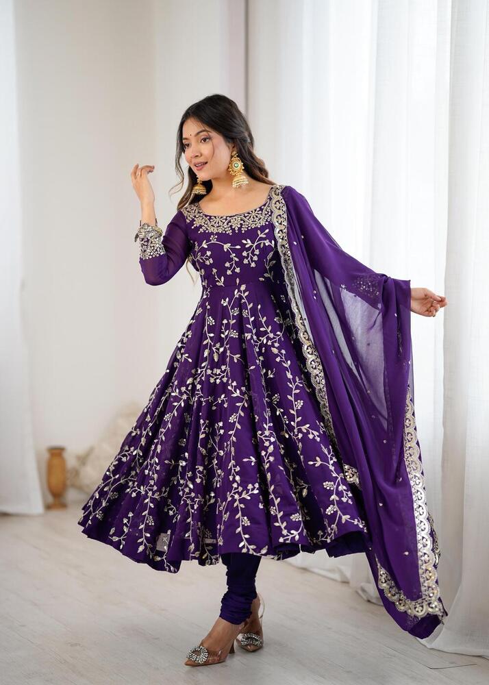 Heavy Anarkali Dress With Dupatta - Bust Size: 44 Inch (In)