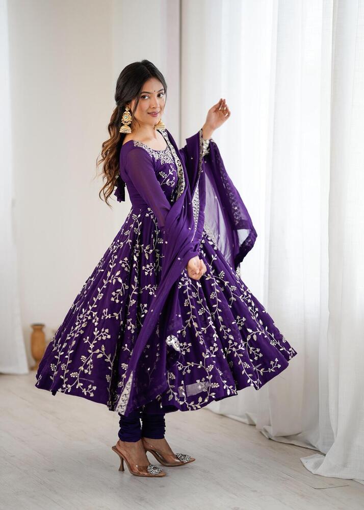 Heavy Anarkali Dress With Dupatta - Bust Size: 44 Inch (In)