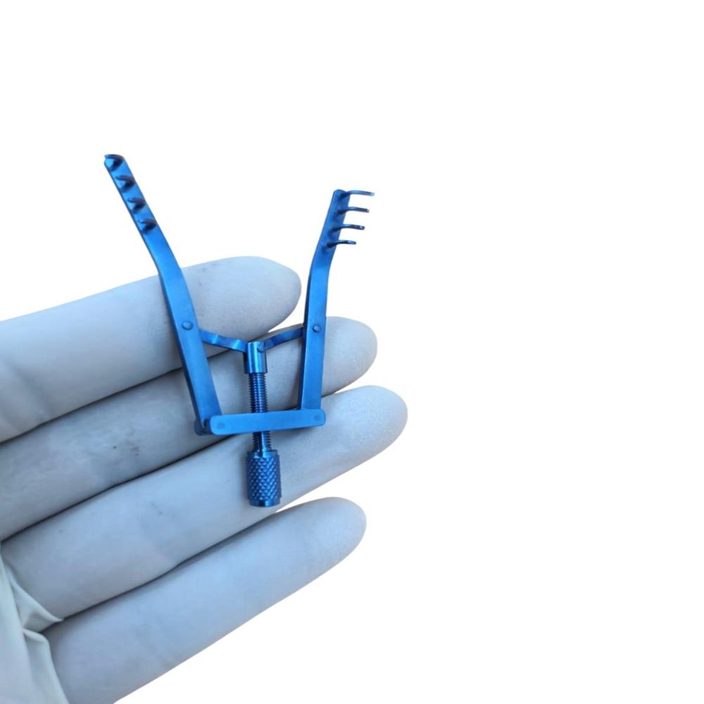 Lacrimal Sac Retractor Cvd With 4x4 Semi-prongs Screw-controlled Titanium Mechanism - Lightweight Titanium, Standard Size, Blue | Ideal For Ent & Ophthalmic Surgeries, Fully Autoclavable