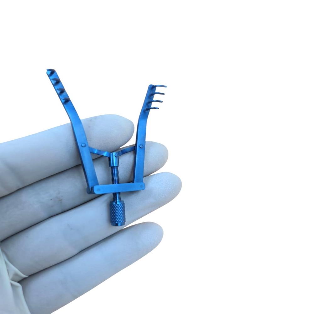 Lacrimal Sac Retractor Cvd With 4x4 Semi-prongs Screw-controlled Titanium Mechanism - Lightweight Titanium, Standard Size, Blue | Ideal For Ent & Ophthalmic Surgeries, Fully Autoclavable