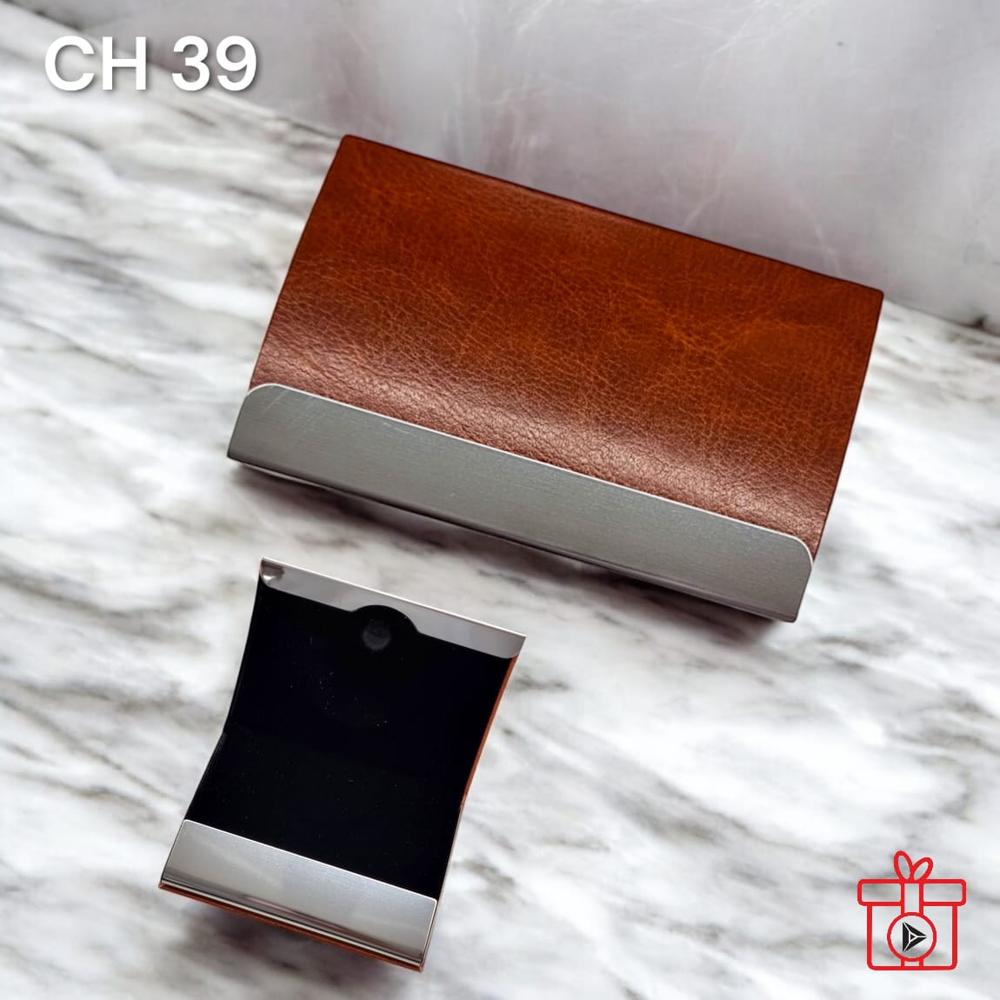 Grey & Black Color Leatherette Finished Metal Credit Card Holder