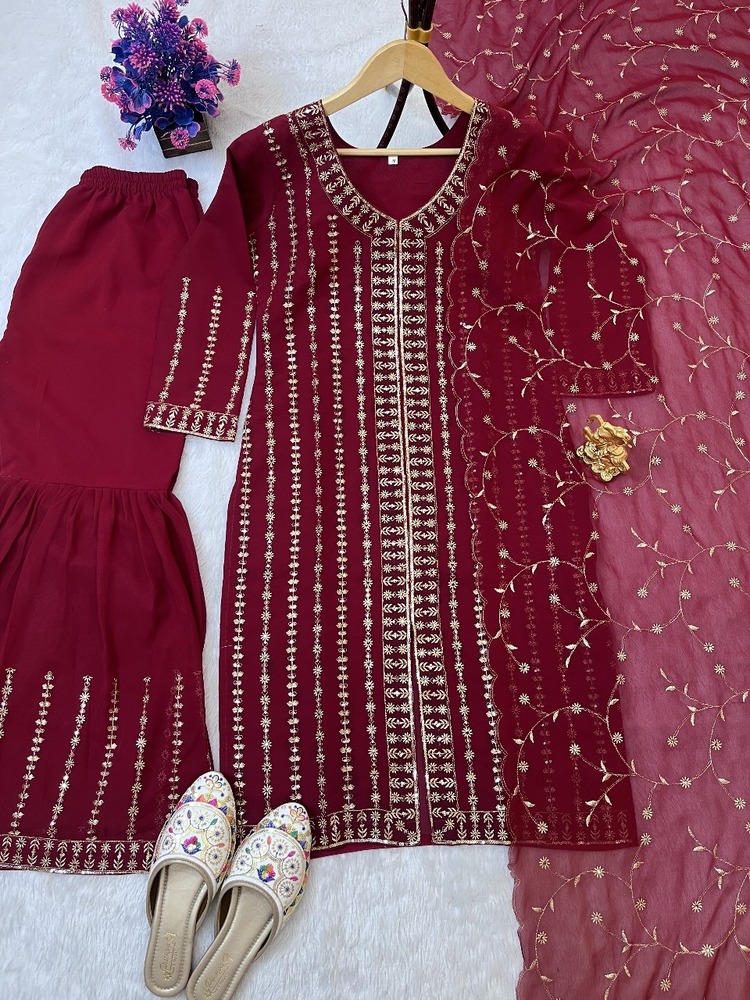 Festival Special Lunching New Sharara Pair With Dupatta - Design: Plain