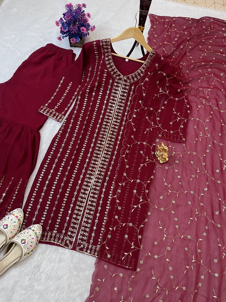 Festival Special Lunching New Sharara Pair With Dupatta - Design: Plain