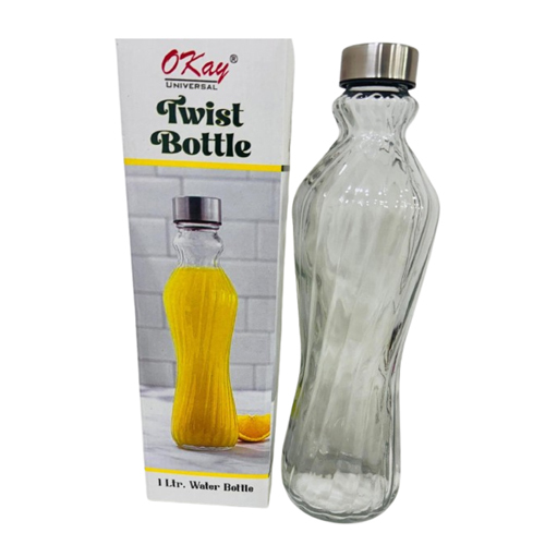 1Ltr Glass Water Bottle - Color: Transparent
