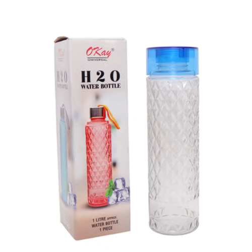 1000Ml H2O Plain Water Bottle - Color: Transparent