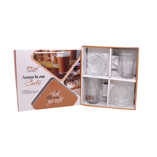 American Cafe 2 Mug + 2 Bowl Plain 20 Set - Color: Transparent