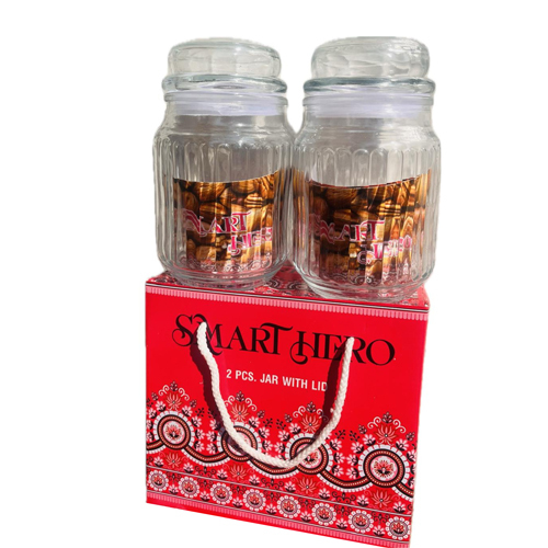2Pcs Jar With Lid - Color: Transparent