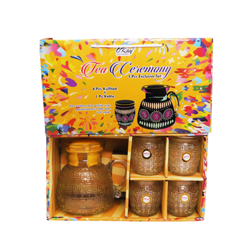 1 Kettle + 4 Kullad Set - Color: Transparent
