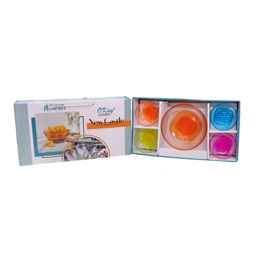 New Style 4 Bowl + 1 Donga Metelic Colour 15 Set - Color: Multicolor
