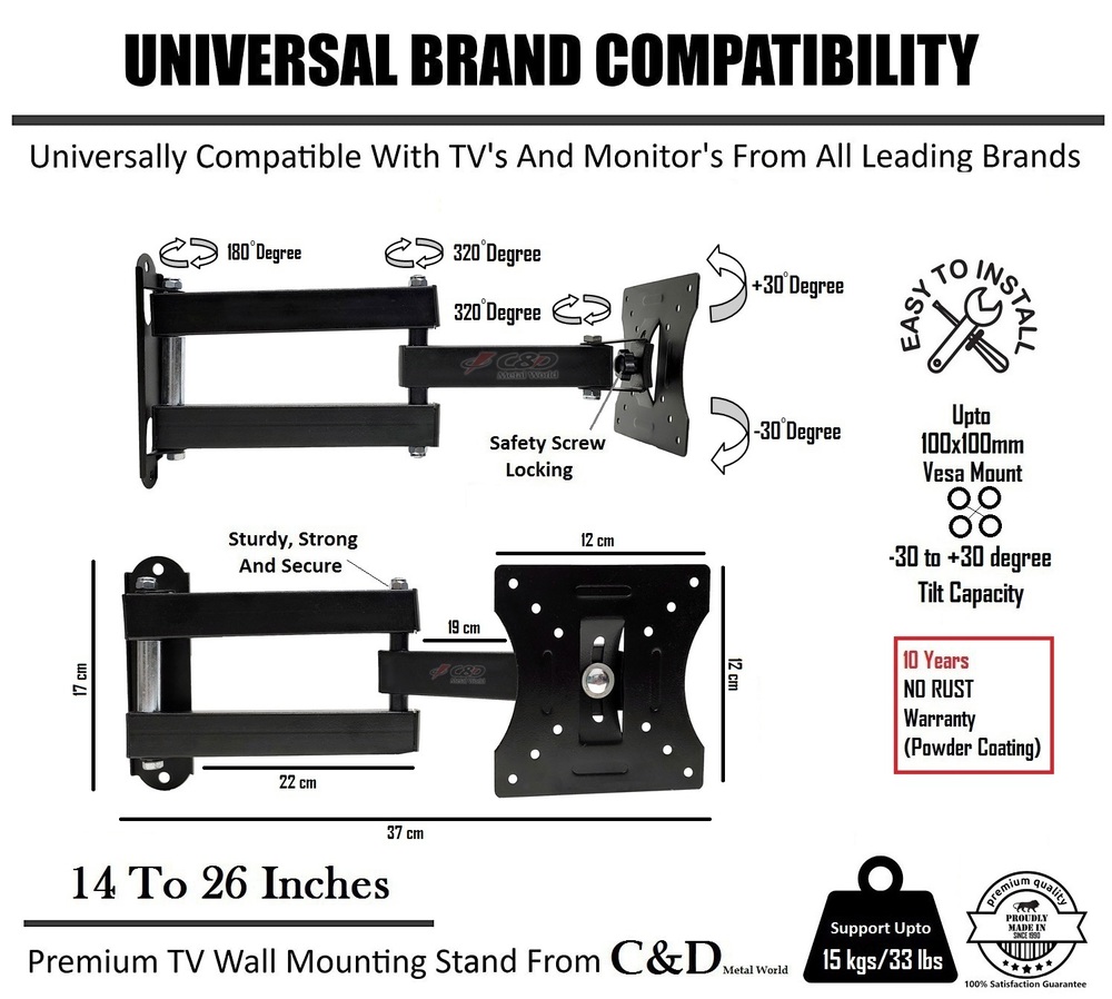 CN - M1000  Full Motion Rotatable With Tilt TV Wall Mount