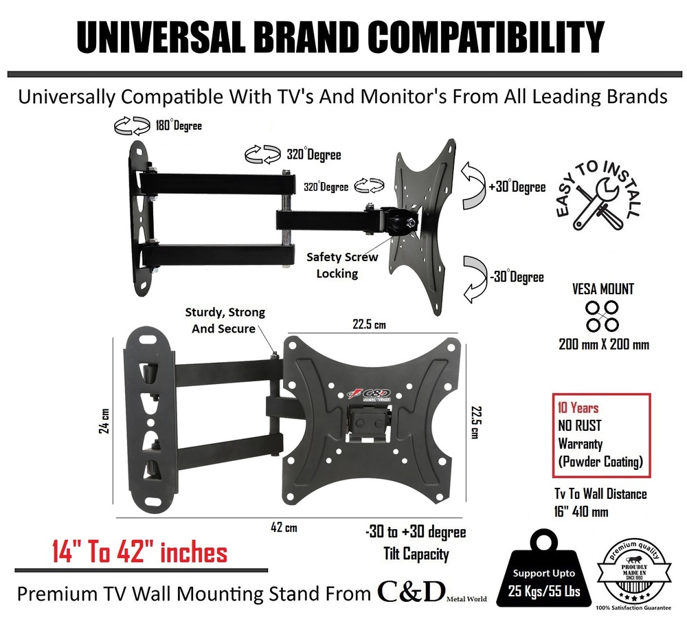 CN - M2000  Full Motion Rotatable With Tilt TV Wall Mount