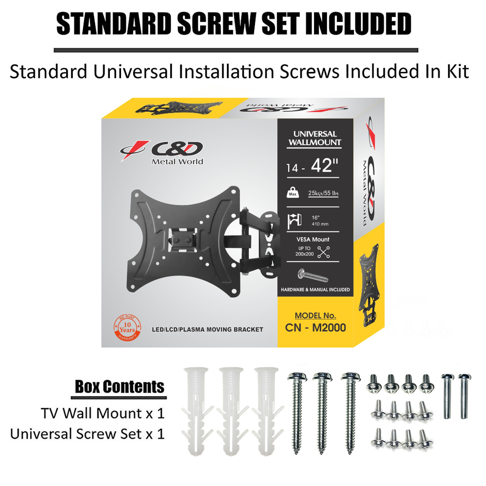 CN - M2000  Full Motion Rotatable With Tilt TV Wall Mount