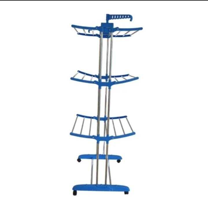 Movable Cloth Stand - Durable Steel & Plastic, Rust-resistant, Portable & Space-saving With Foldable Design And Multiple Hanging Bars